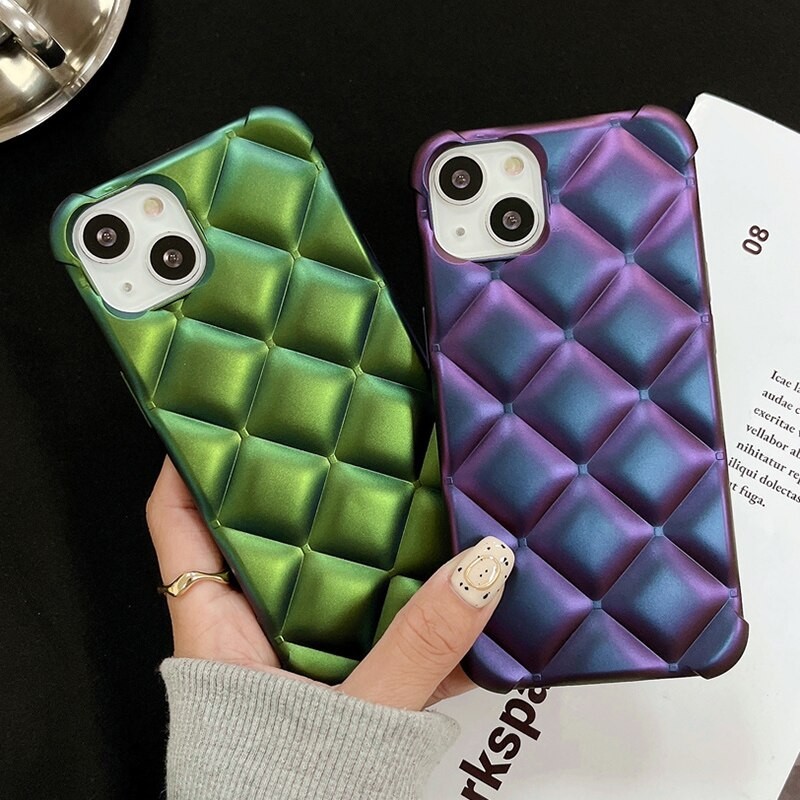 Laser Matte Plating Gridding Soft Silicone Phone Case For Iphone 14 13 12 11 Pro Max Xs X Xr Max 9022