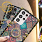 Luxury Glitter Retro Flower Pattern TPU Shockproof Phone Cover with Ring Kickstand Lanyard For iPhone 16 15 14 13 12 11 Pro Max XS XSMax XR Fashion Geometric Square Soft Phone Case