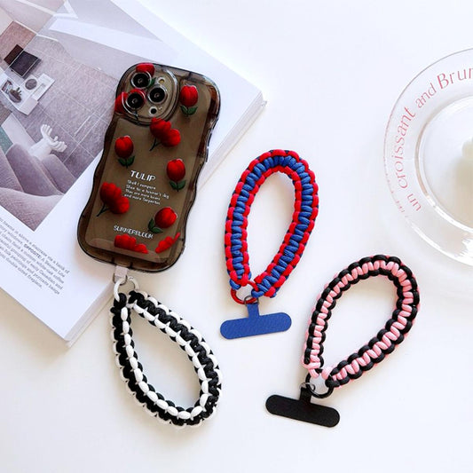 Braided Rope Keychain Wrist Rope with Colorful Pad Phone Case Anti-lost Rope Strap Key Ring Tactical Survival Tool Backpack Buckle