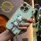 For iPhone 16 15 14 13 Pro Max Phone Case with Lanyard, Candy Bear Kickstand TPU Luxury Plating Slim Soft Full Cover