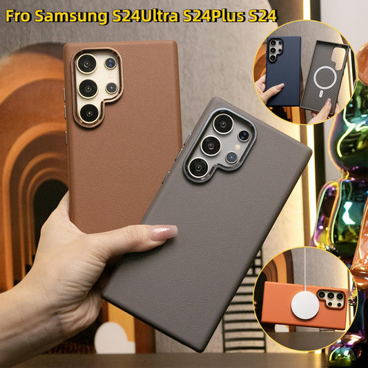 For Samsung S24 Ultra S24Plus S24 Case, Luxury Drop- Proof Leather Magnetic Phone Case ,  Camera Protection Shockproof Hard Cover