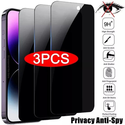 3PCS Privacy Screen Protector For iPhone 16ProMax 16 15Plus 14 PRO MAX Anti-Spy Glass For iPhone 13 12 11 XS Max XR Tempered Glass