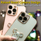 For iPhone 16 15 14 13 Pro Max Phone Case, Flower Bear Kickstand, Plating Electroplate Luxury Elegant Case Camera Protector Pop Stand Shockproof Soft Cover