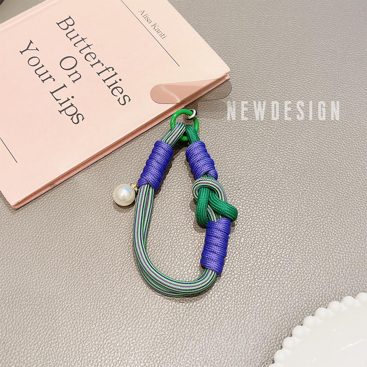 Universal Phone Lanyard Wrist Strap Cord for Phone Case Rope Braied with Pearl Straps Keychain