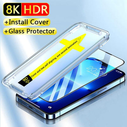 Full Cover Screen Protector for iPhone 16ProMax 16 15 14 13 12 11 Pro Max XS X XR Tempered Glass Anti-Static Explosion-Proof Film Fast Installation