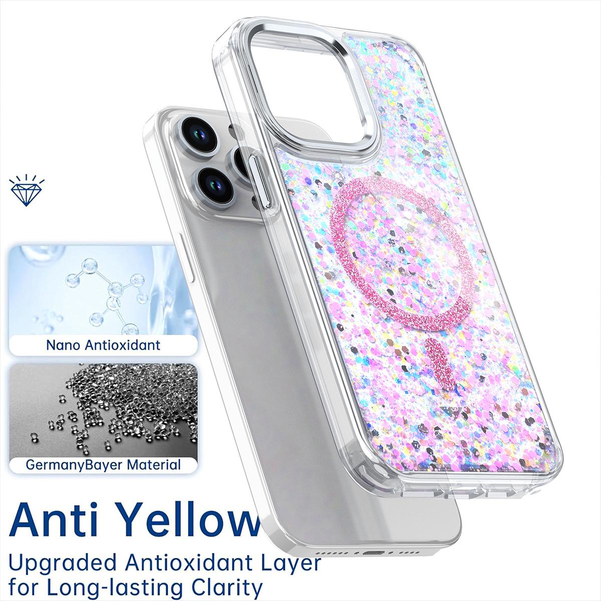 For Magsafe Magnetic Bling Sequins Glitter Case For iPhone 16 15 14 13 12 Plus Pro Max Wireless Charging Shiny Shockproof Cover