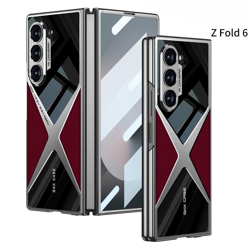 For Samsung Z Fold6 Fold5 Fold4 Fold3 Case, Men Leather Electroplate Slim Fit Business Full Cover, Luxury Elegant Phone Case Camera Protection Shockproof Hard Cover