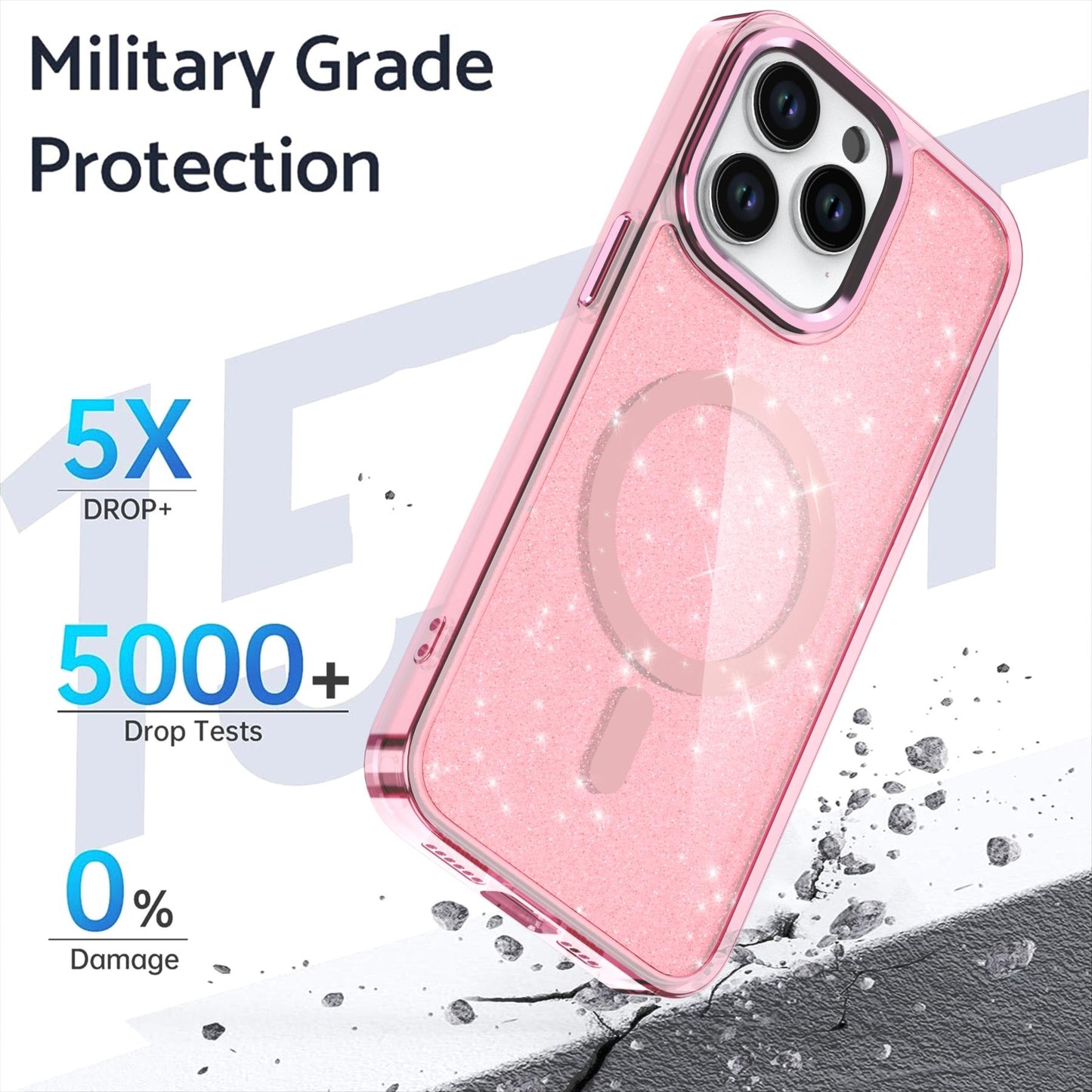 Glitter Shining Case For iPhone 16 15 14 13 12 11 Pro Max Plus Magsafe Plating Wireless Charging Bling Cover Back Shell Girls