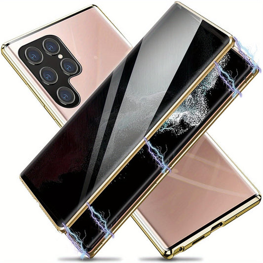 [Not Support Fingerprint] Magnetic Double Sided Glass Phone Case For Samsung A72 A73 A53 A54 A55 A32 A33 A34 A35 A24 A25 A14 A15, Magnetic Screen Protector Fully Screen Tempering HD Glass Protective Cover