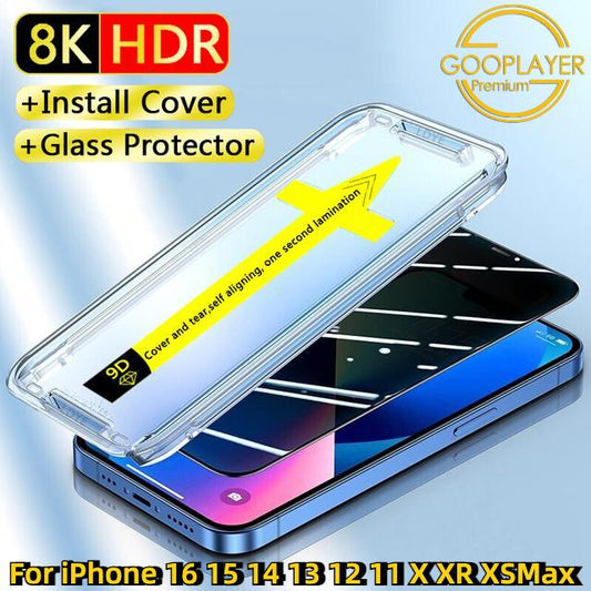 For iPhone 16 15 14 13 12 11 Pro Max XS X XR, Full Cover Screen Protector Tempered Glass Anti-Static Explosion-Proof Film Fast Installation