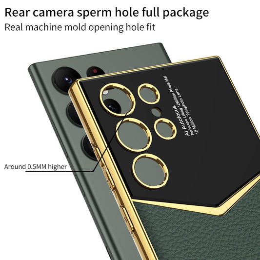 For Samsung S24Ultra S24Plus S24 Phone Case, Electroplate Leather Slim Fit, Luxury Elegant Phone Case Camera Protection Shockproof Full Cover