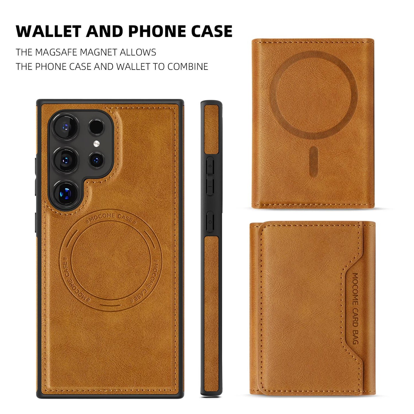 For Samsung S24Ultra S24 S23 S22 Phone Case with Strong Magnetic Wallet, Luxury Leather Card Bag Anti-Fall Business For Magsafe Shockproof Hard Full Cover