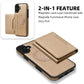 For iPhone 16ProMax 16 15 14 13 Phone Case with Strong Magnetic Wallet, Leather Card Bag Stand for Magsafe Support Wireless Charging Shockproof Hard Full Cover