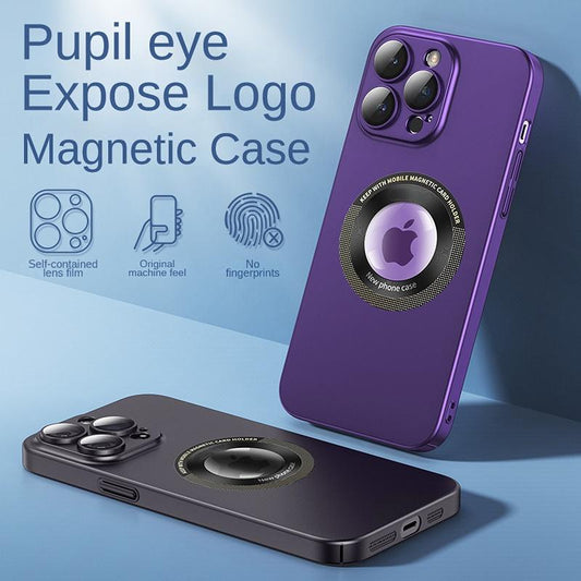 Magnetic Wireless Charging Camera Film Protector Logo Hole PC Hard PC Cover Phone Case for iPhone 15 14 13 12 Pro Max