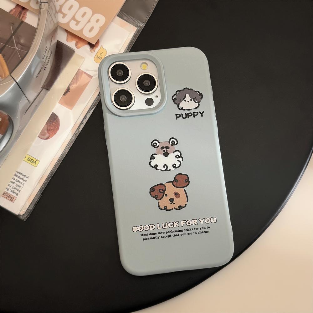 Fun Cute Puppy Phone Case With Chain For iPhone 16 15 14 13 12 Pro Max Plus Creative Cartoon Personality Silicone Case