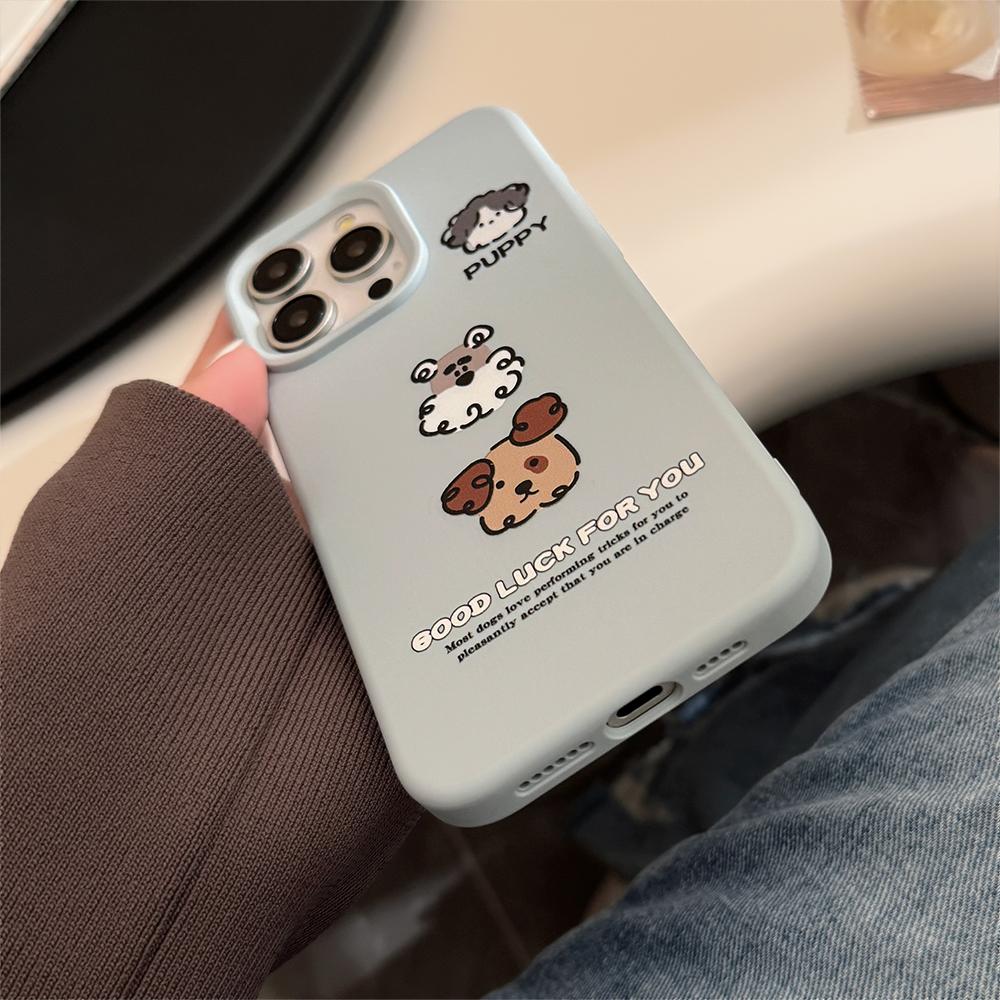 Fun Cute Puppy Phone Case With Chain For iPhone 16 15 14 13 12 Pro Max Plus Creative Cartoon Personality Silicone Case