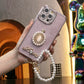 Plating Glitter Diamond Pearl perfume bottle Chain Phone Case For iPhone 16 15 14 13 12 Pro Max