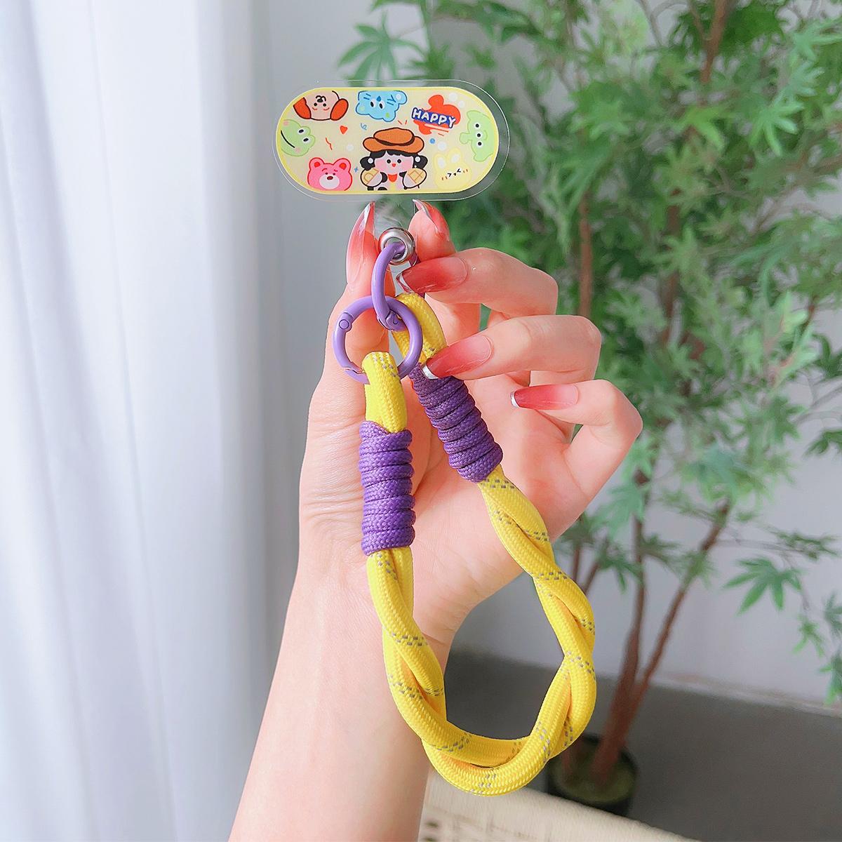 Oval Cartoon Phone Lanyard, For iPhone Wristband, Colorful Cartoon Lanyard, Safety Card Anti-drop Rope