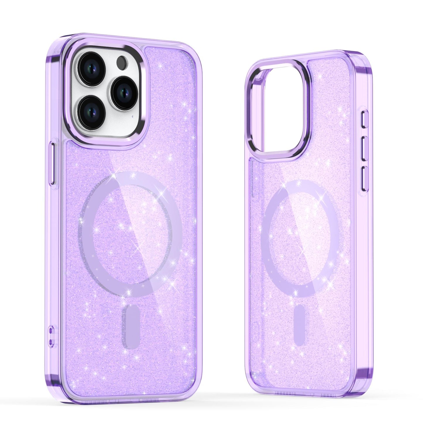 Glitter Shining Case For iPhone 16 15 14 13 12 11 Pro Max Plus Magsafe Plating Wireless Charging Bling Cover Back Shell Girls