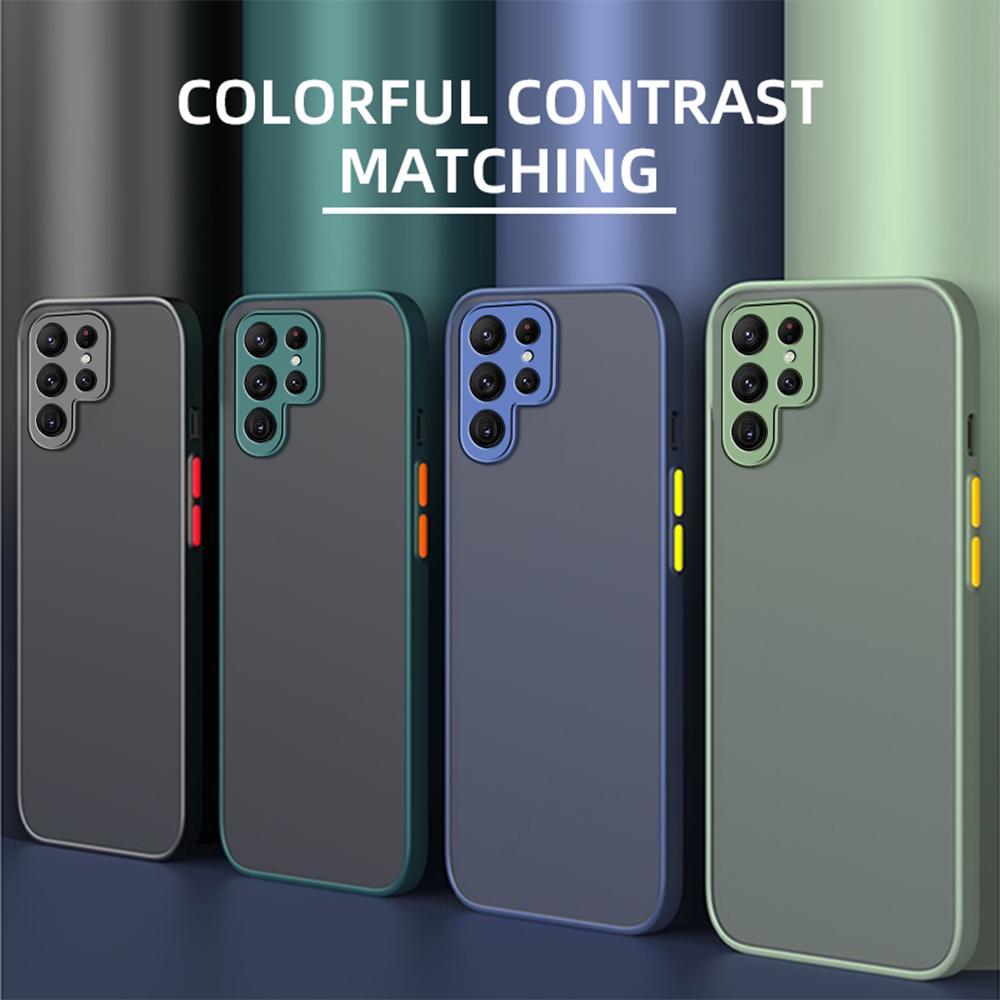 Armor Matte Phone Case For Samsung S24 S23 S22 S21 Ultra Plus A55 A54 A52 A15 A14 A25 A35 A34 A73 Shockproof Bumper Hard Case