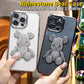 For iPhone 16 15 14 13 12 Pro Max Case, Rhinestone Bear, Glitter Clear Plating Electroplate Luxury Elegant Case Slim Fit Shockproof Soft Cover