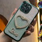 For iPhone 16 15 14 13 Pro Max Phone Case, Clear Gradient Glitter Love Heart Kickstand TPU Luxury Plating Slim Soft Full Cover