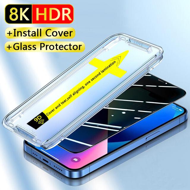 Full Cover Screen Protector for iPhone 16ProMax 16 15 14 13 12 11 Pro Max XS X XR Tempered Glass Anti-Static Explosion-Proof Film Fast Installation