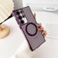 For Samsung S24Ultra S23Ultra S22Ultra, Thin Stripe Carbon Fiber Clear Magnetic Plating Case Soft Back Cover