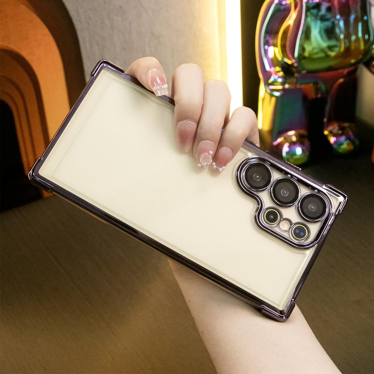 Luxury Plating Shockproof Clear Case for Samsung Galaxy S20 S21 Note10 Note20 Plus FE Ultra Transparent Hard Acrylic Hybrid Bumper Armor Cover