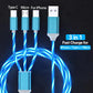 Glowing LED Light 3 in 1 3A Fast Charging Micro USB Type C Cable For Samsung Xiaomi Redmi Huawei Honor Phone Charger USB Cable