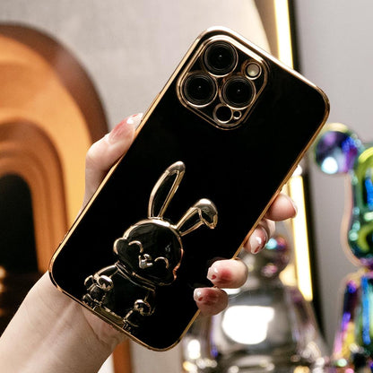 Rabbit Stand Plating Phone Case for iPhone 16ProMax 16 15 14 13 12 11 Pro Max