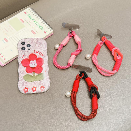 Universal Phone Lanyard Wrist Strap Cord for Phone Case Rope Braied with Pearl Straps Keychain