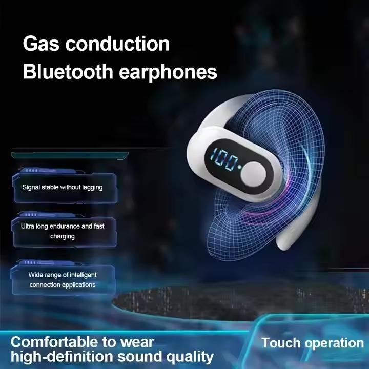 Wireless Earphone Bluetooth Bone Conduction Headphones Ear Hook LED Display Surround Sound