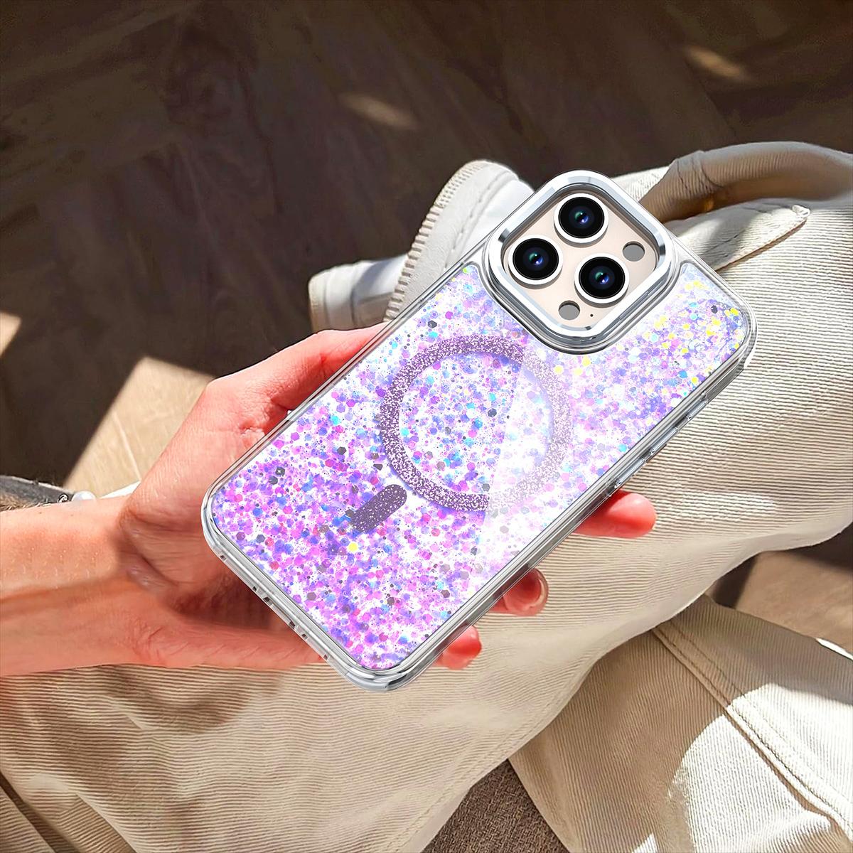 For Magsafe Magnetic Bling Sequins Glitter Case For iPhone 16 15 14 13 12 Plus Pro Max Wireless Charging Shiny Shockproof Cover