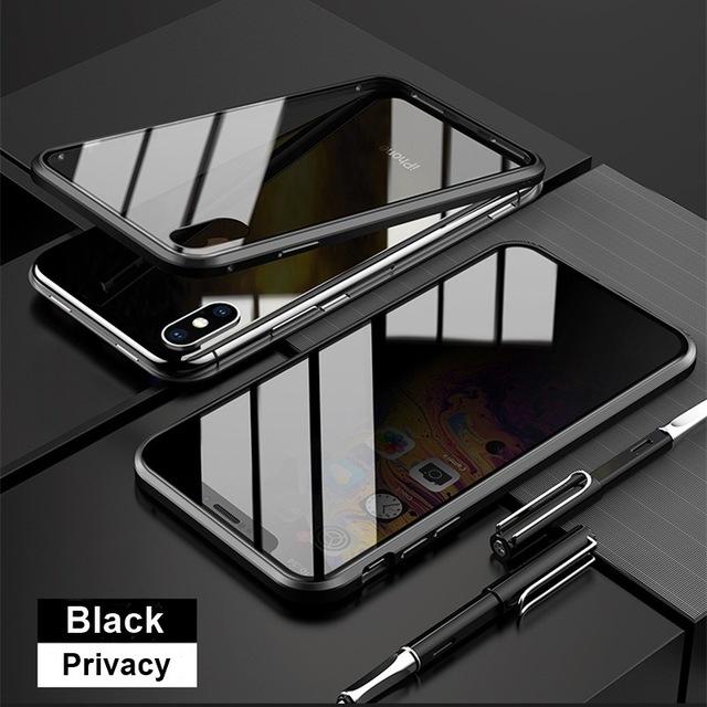 Anti Peeping Magnetic Double Sided Full Cover Privacy Metal Bumper Glass Case for IPhone 16ProMax 16 15 14 13 Pro Max 12 11 X XS Max XR  Antispy Cover