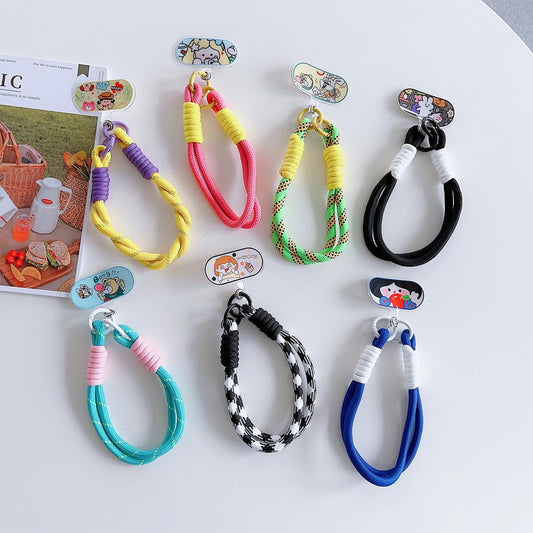 Oval Cartoon Phone Lanyard, For iPhone Wristband, Colorful Cartoon Lanyard, Safety Card Anti-drop Rope