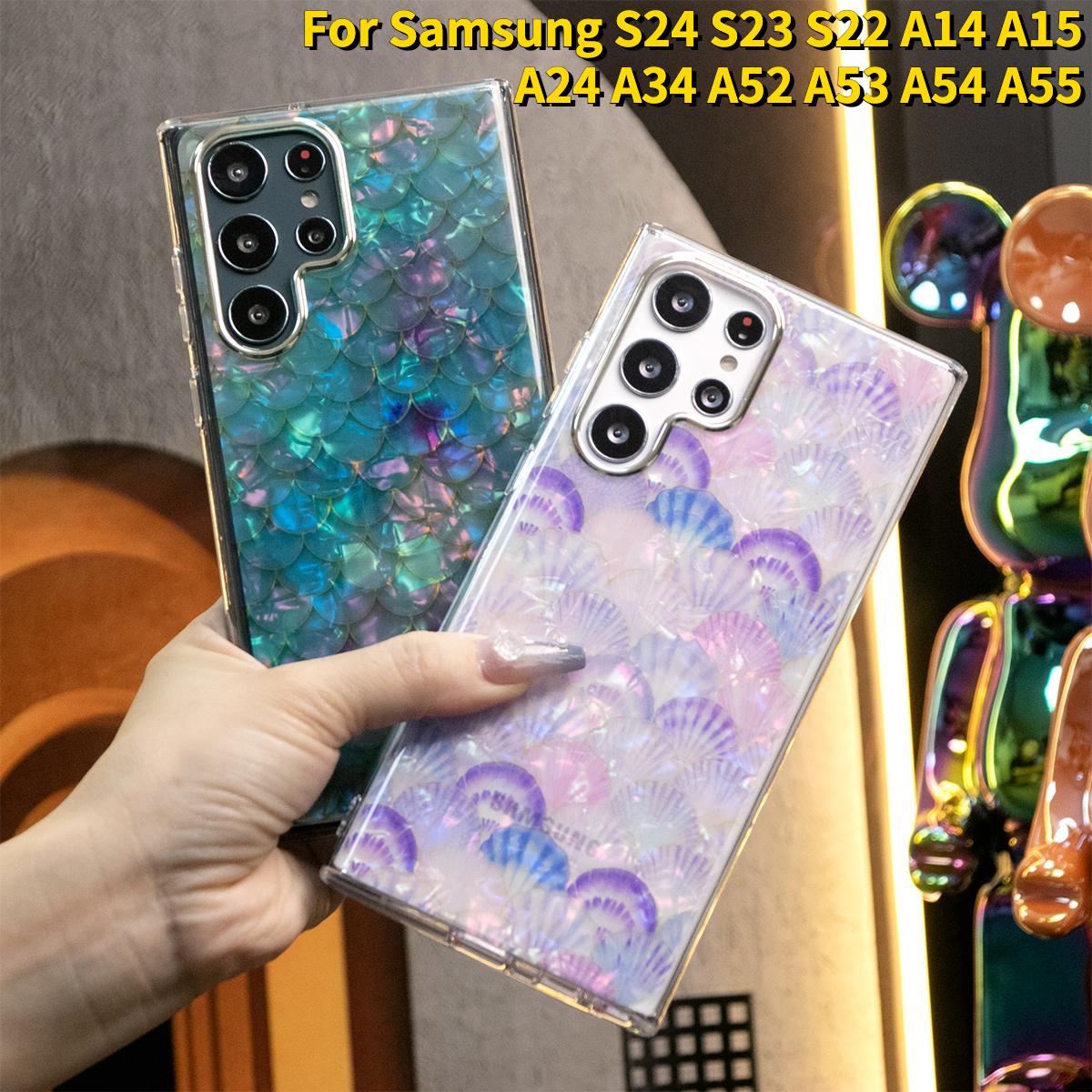 Pour Samsung S24Ultra S24FE S24 S23 S22 A55 A54 A35 A34 A25 A24 A15 A14 Coque, Motif Marbré, Paillettes Luxe Élégant Étui Protection Appareil Photo Antichoc Coque Rigide