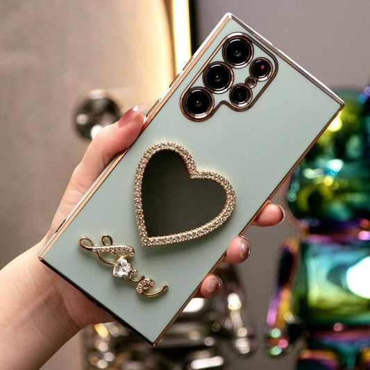 Love Heart Mirror Plating Soft Phone Case for Samsung A13 A14 A15 A23 A24 A25 A33 A34 A35 A52 A53 A54 A55 A72 A73