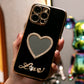 For iPhone 16 15 14 13 Pro Max Phone Case, Love Heart Mirror TPU Luxury Plating Slim Soft Full Cover