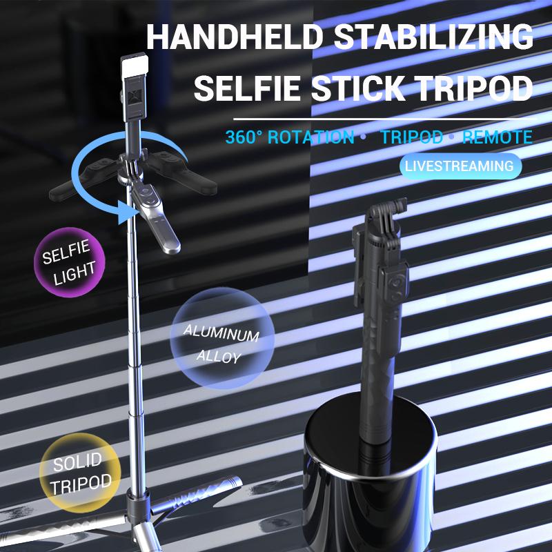 1750mm Wireless Selfie Stick Tripod Stand Foldable Monopod With Led Light For Smartphones Balance Steady Shooting Live