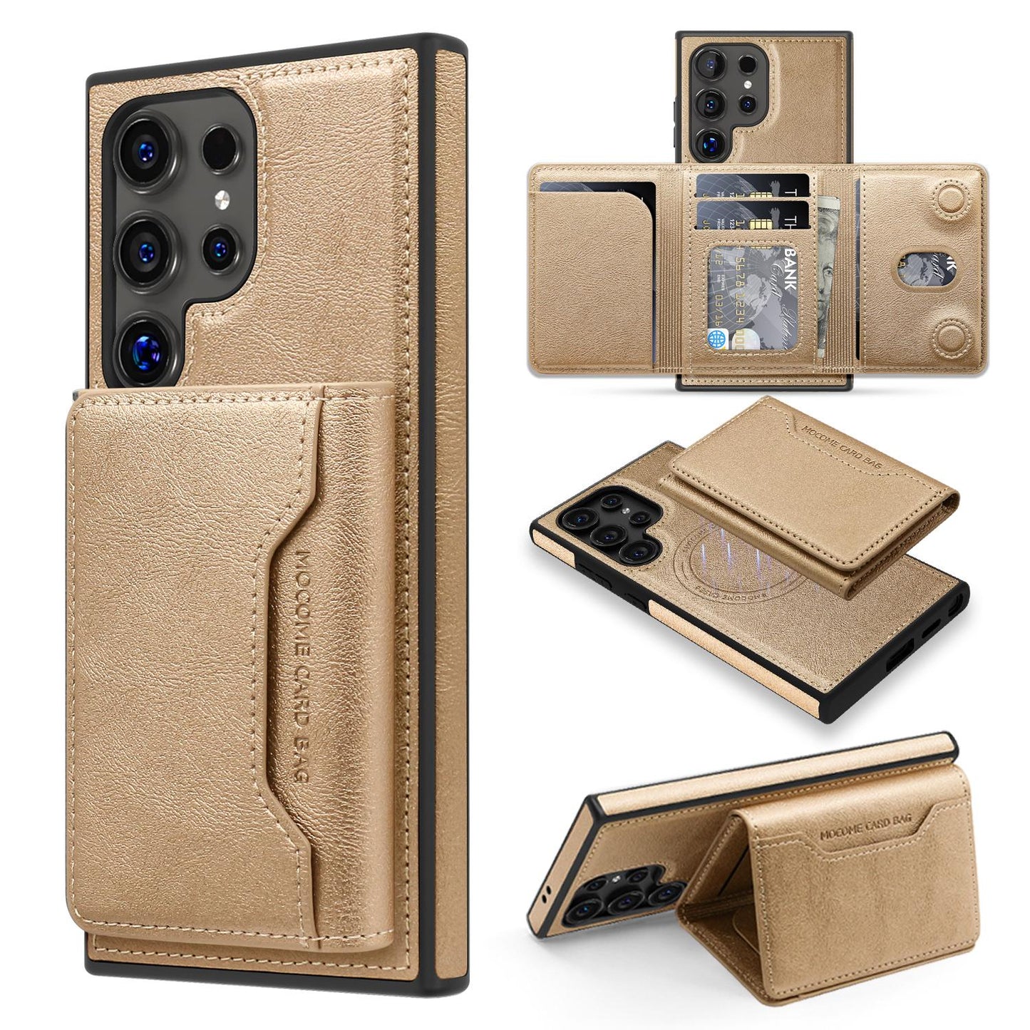 For Samsung S24Ultra S24 S23 S22 Phone Case with Strong Magnetic Wallet, Luxury Leather Card Bag Anti-Fall Business For Magsafe Shockproof Hard Full Cover