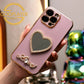 For iPhone 16 15 14 13 Pro Max Phone Case, Love Heart Mirror TPU Luxury Plating Slim Soft Full Cover