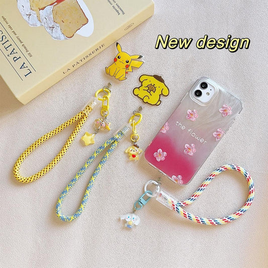 Cartoon Phone Lanyard with Cartoon Pendant, For iPhone Wristband, Colorful Cartoon Lanyard, Safety Card Anti-drop Rope