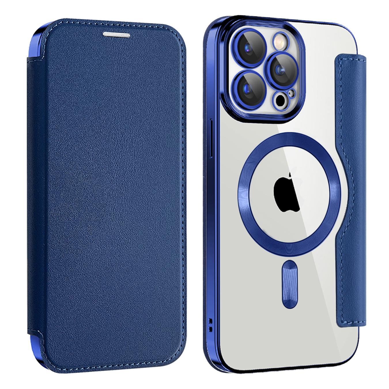 Wireless Charge Case for iPhone 16 15 14 13 12 Pro Max 15 Plus Magnetic Shockproof Flip Leather Shell Card Slot Hard PC Back Cover