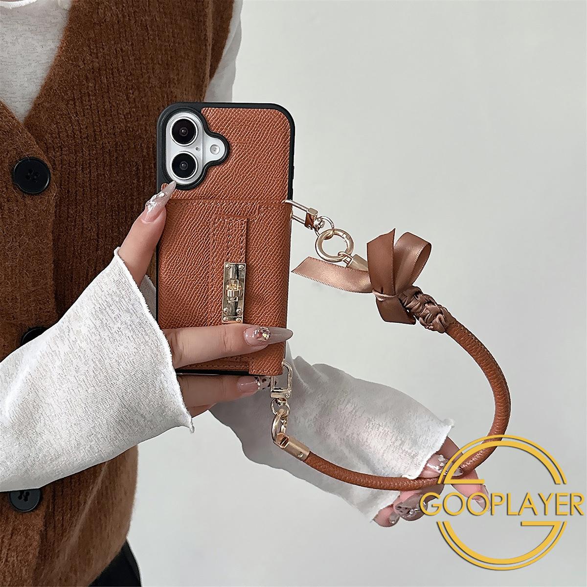 New Hand Bag Wallet Phone Case for iPhone 16 Pro Max 15 14 Plus 13 12 11 with Makeup Mirror Bowknot Leather Chain Lanyard Card Slot Holder Leather Cover