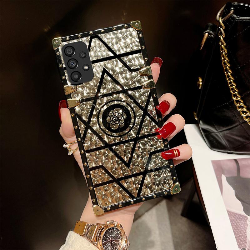 Luxury Glitter Phantom Stripe Flower Cover Plating Phone Case For Samsung S24Ultra S24 S23 S22 S21 FE Plus Ultra Note20 A55 A54 A35 A34 A25 A24 A15 A14