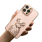 For iPhone 16 15 14 13 Pro Max Phone Case, Flower Bear Kickstand, Plating Electroplate Luxury Elegant Case Camera Protector Pop Stand Shockproof Soft Cover