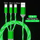 Glowing LED Light 3 in 1 3A Fast Charging Micro USB Type C Cable For Samsung Xiaomi Redmi Huawei Honor Phone Charger USB Cable