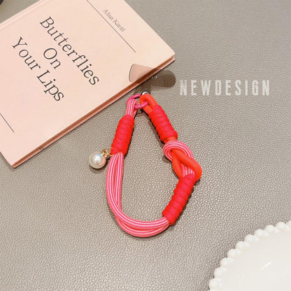 Universal Phone Lanyard Wrist Strap Cord for Phone Case Rope Braied with Pearl Straps Keychain