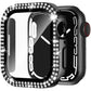 Glass+Diamond Cover For Apple watch case 40mm 44mm 41mm 45mm 38mm 42mm Bling Bumper Protector iWatch series 9 3 5 6 7 8 se case